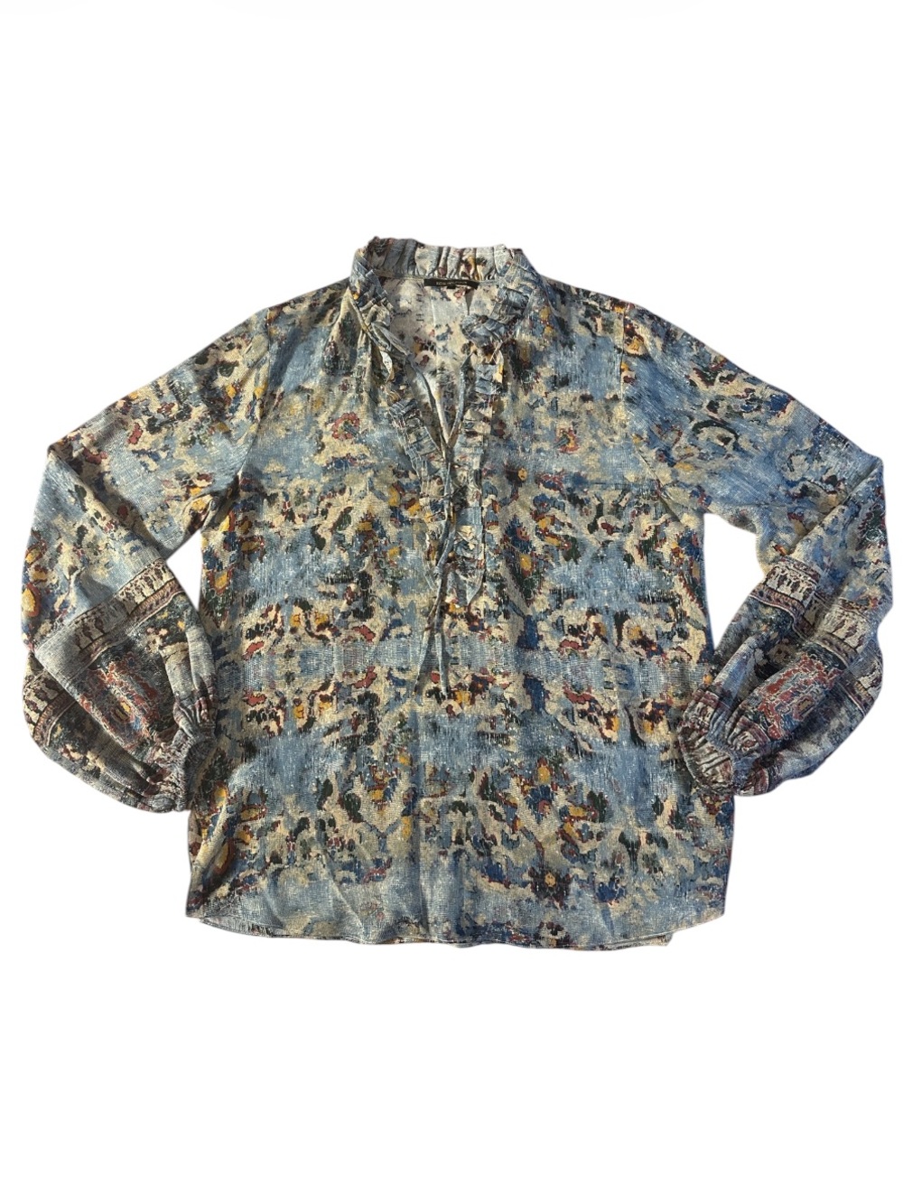 Kobi Halperin Molly 100% Silk Ruffled Printed Blouse Top Size S